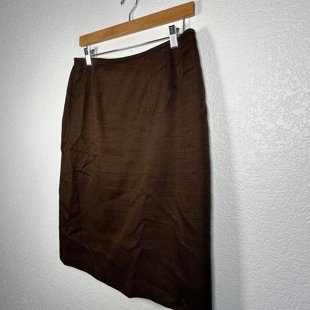 Le Suit Essentials Women's Brown Textured‎ BasketWeave Pencil Skirt Career 10